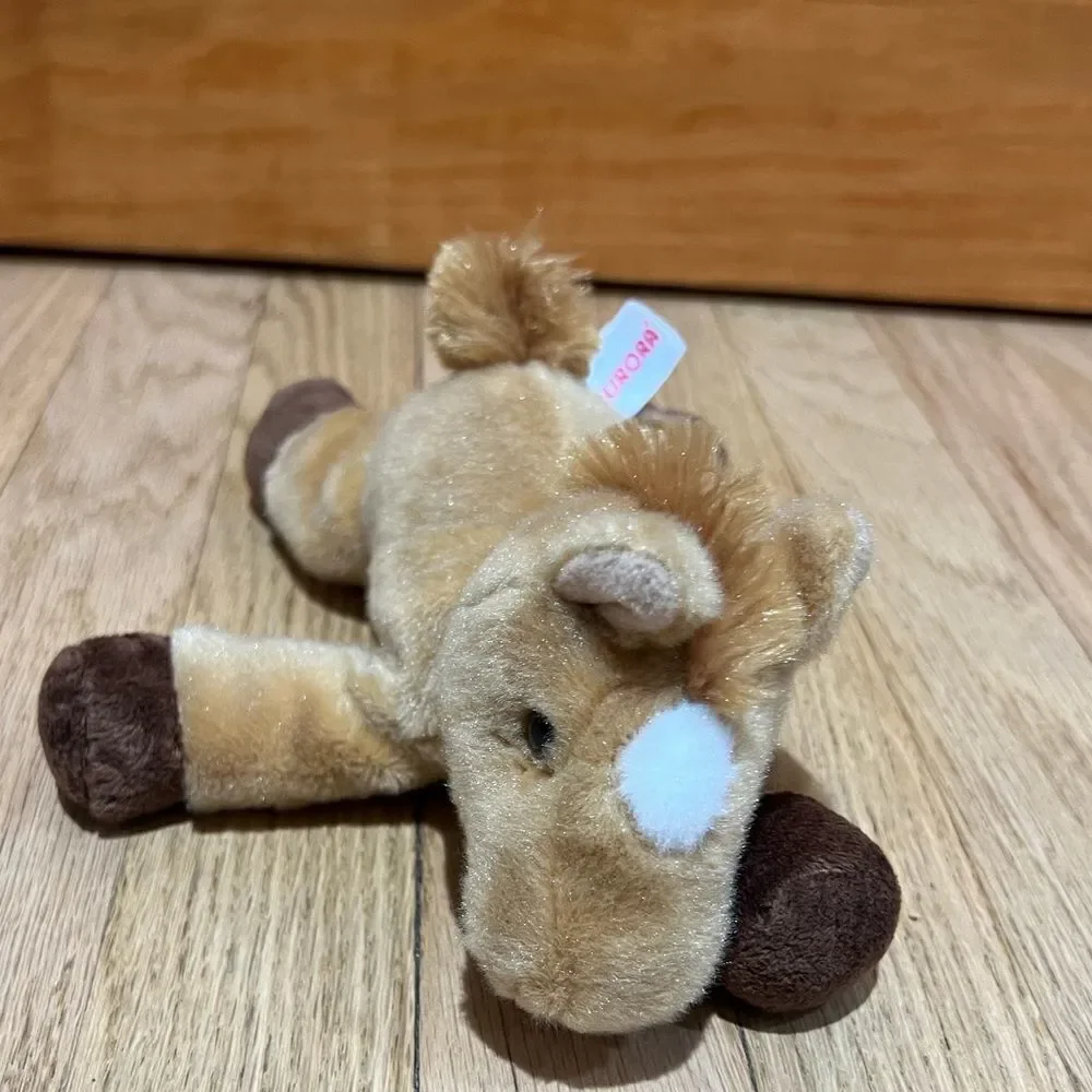 Aurora World Mini Flopsie Prancer Plush Toy 8in Tan Horse Stuffed Animal
